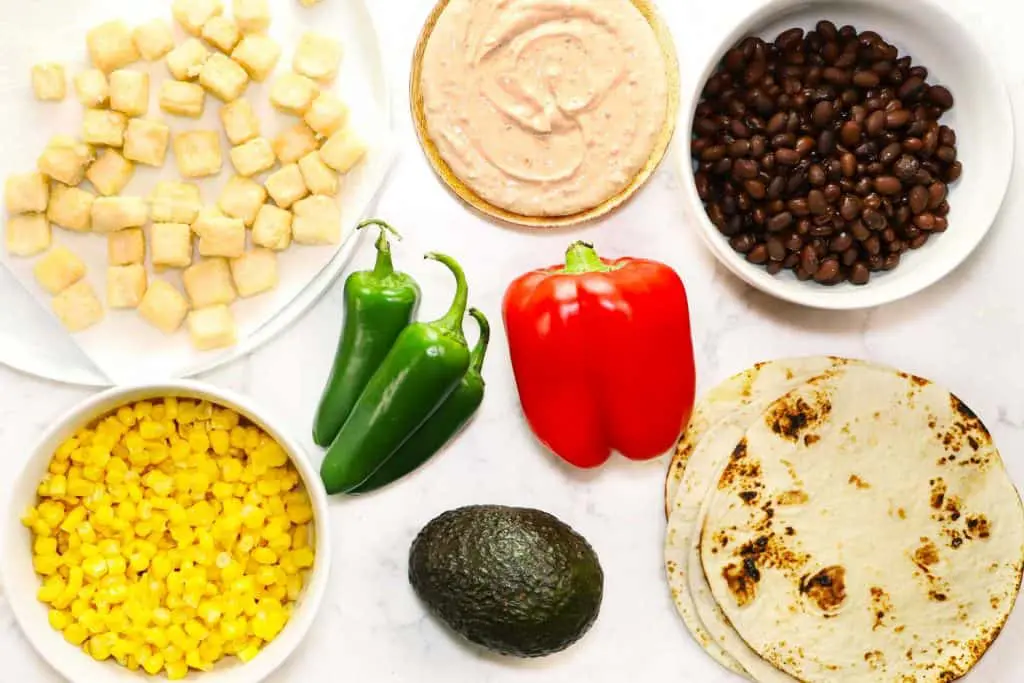 Tofu taco ingredients. 