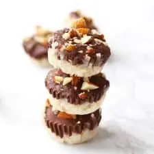 Stacked chocolate coconut bites.