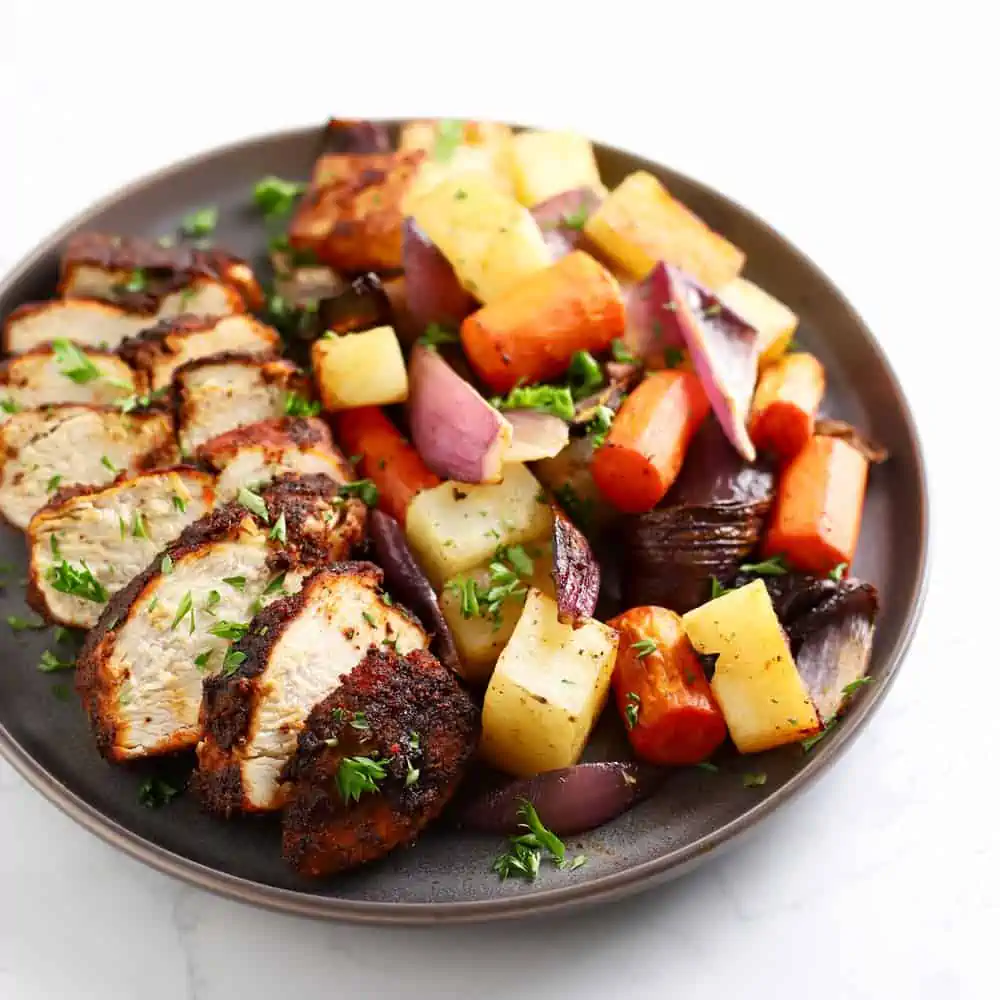 Air Fryer Spiced Chicken and Vegetables