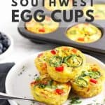 Healthy southwest egg cups on white plate.