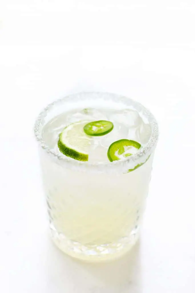 A spicy margarita in glass.