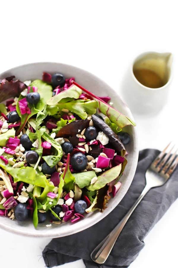 Blueberry Goat Cheese Salad with Roasted Garlic Dressing Zested Lemon