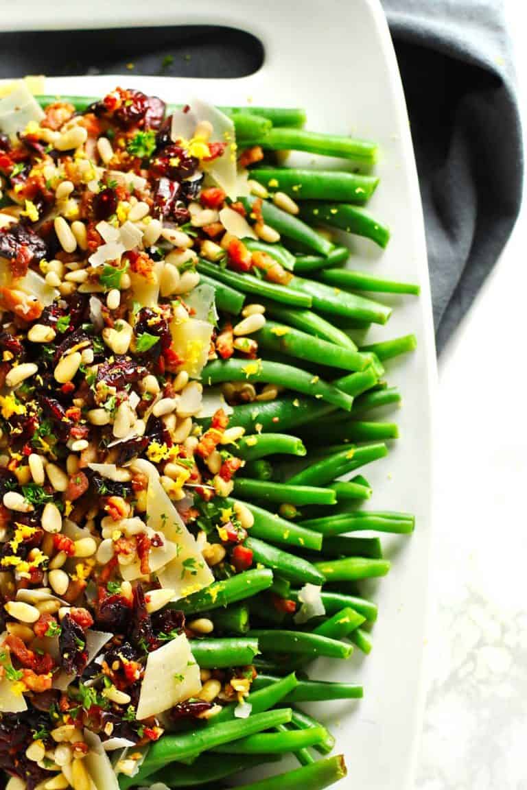 Lemon Garlic Green Beans with Crispy Pancetta Zested Lemon
