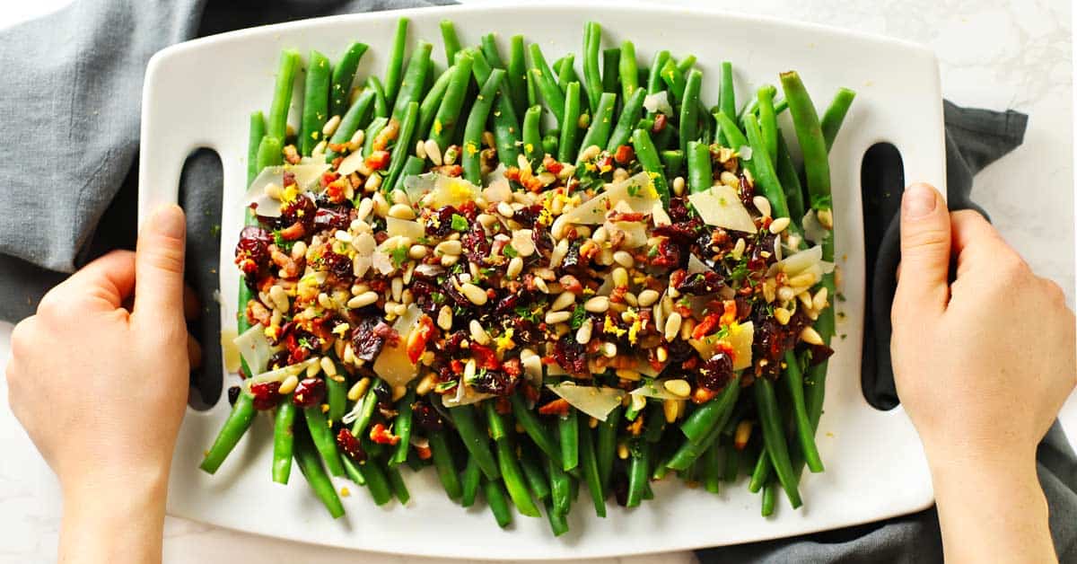 Lemon Garlic Green Beans with Crispy Pancetta Zested Lemon