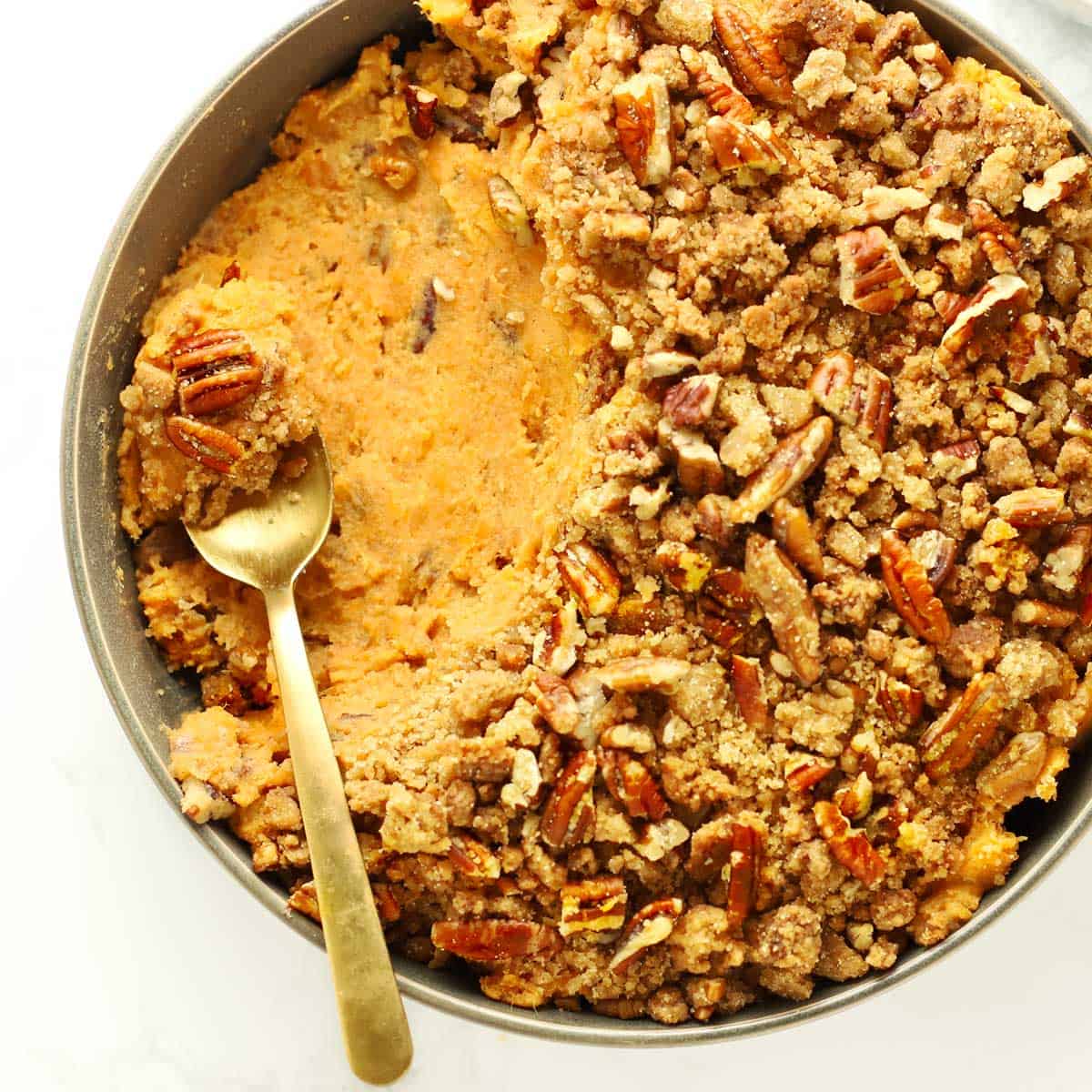 Slow Cooker Sweet Potato Casserole with Pecan Crumble