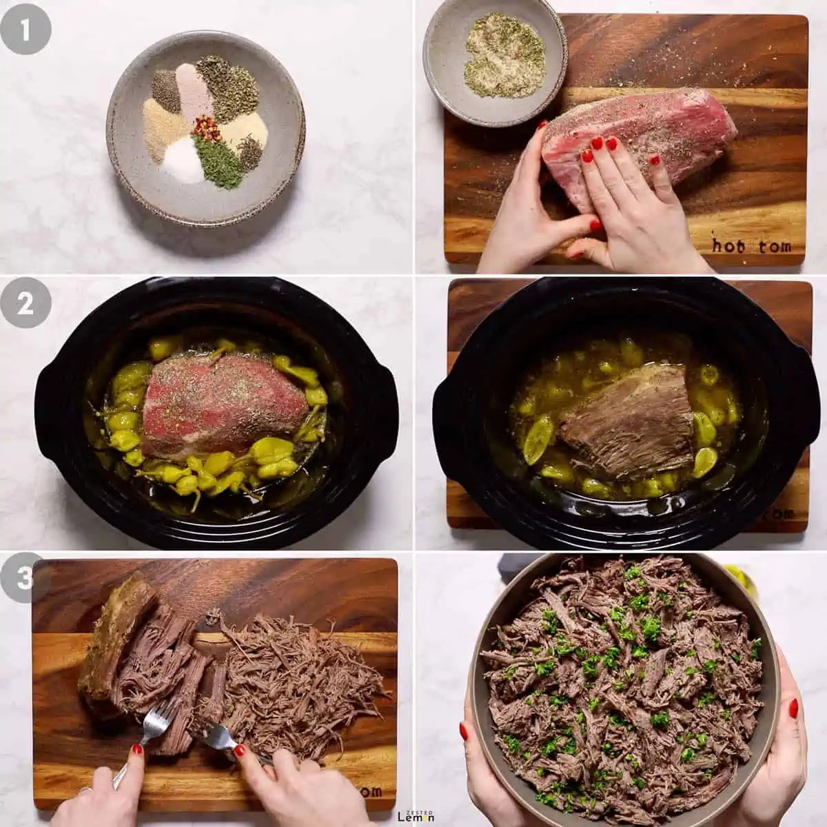 Step by step instructions to make Italian beef. 