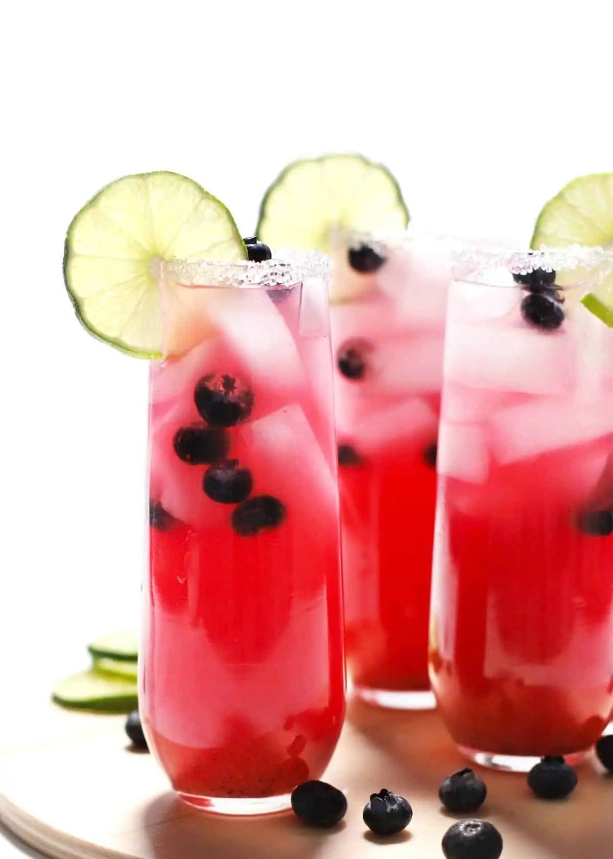 Blueberry lime margaritas with lime.