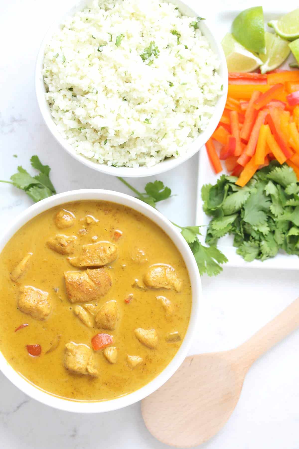 Healthy Coconut Curry Chicken with Cauliflower Rice