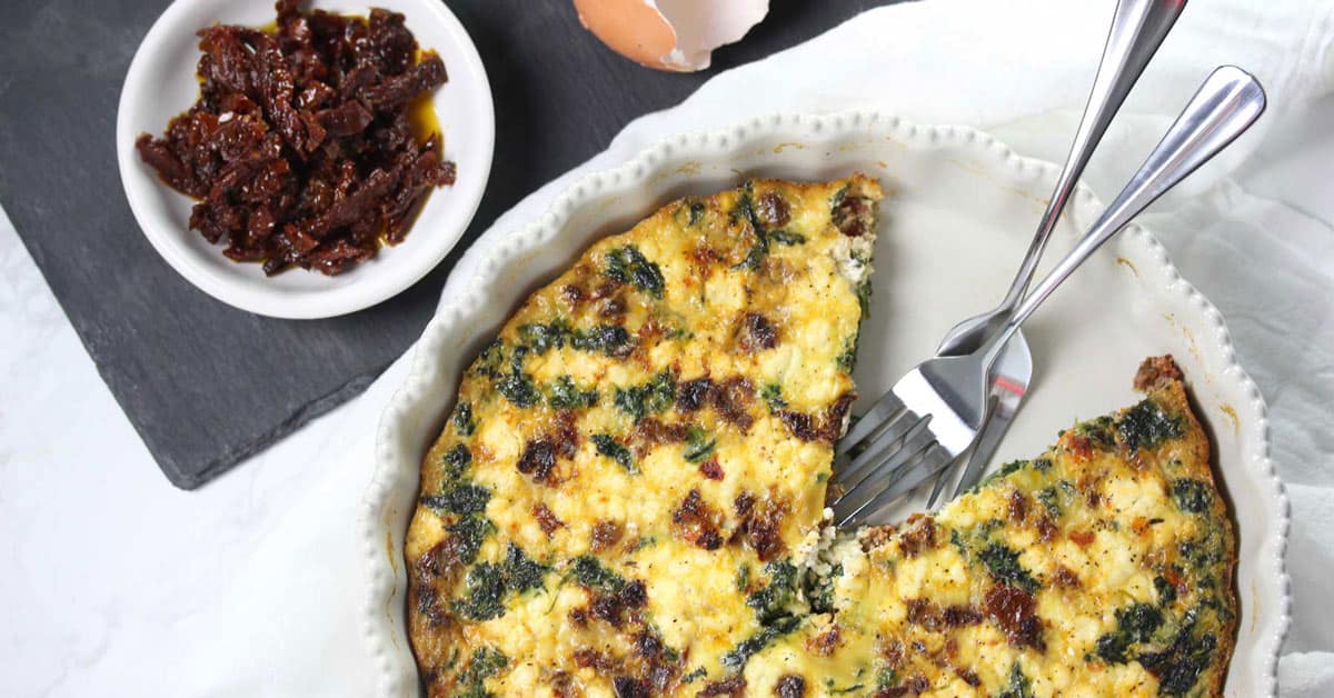 Tomato Spinach & Goat Cheese Crustless Quiche Zested Lemon